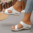 thumbnail image 4 of Sandals for Women Orthopedic, Sandals with Arch Support Summer Slip on Ladies Wedge Slingback Walking Slip on Shoes Casual Beach Slingback Comfy Washable Slide Sport Shoes White 8.5, 4 of 7