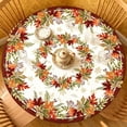 thumbnail image 6 of Fall Leaf Round Tablecloth, Rustic Farmhouse Thanksgiving Holiday Polyester Circle Table Cover for Dining Room Home Decor 47 In B, 6 of 6