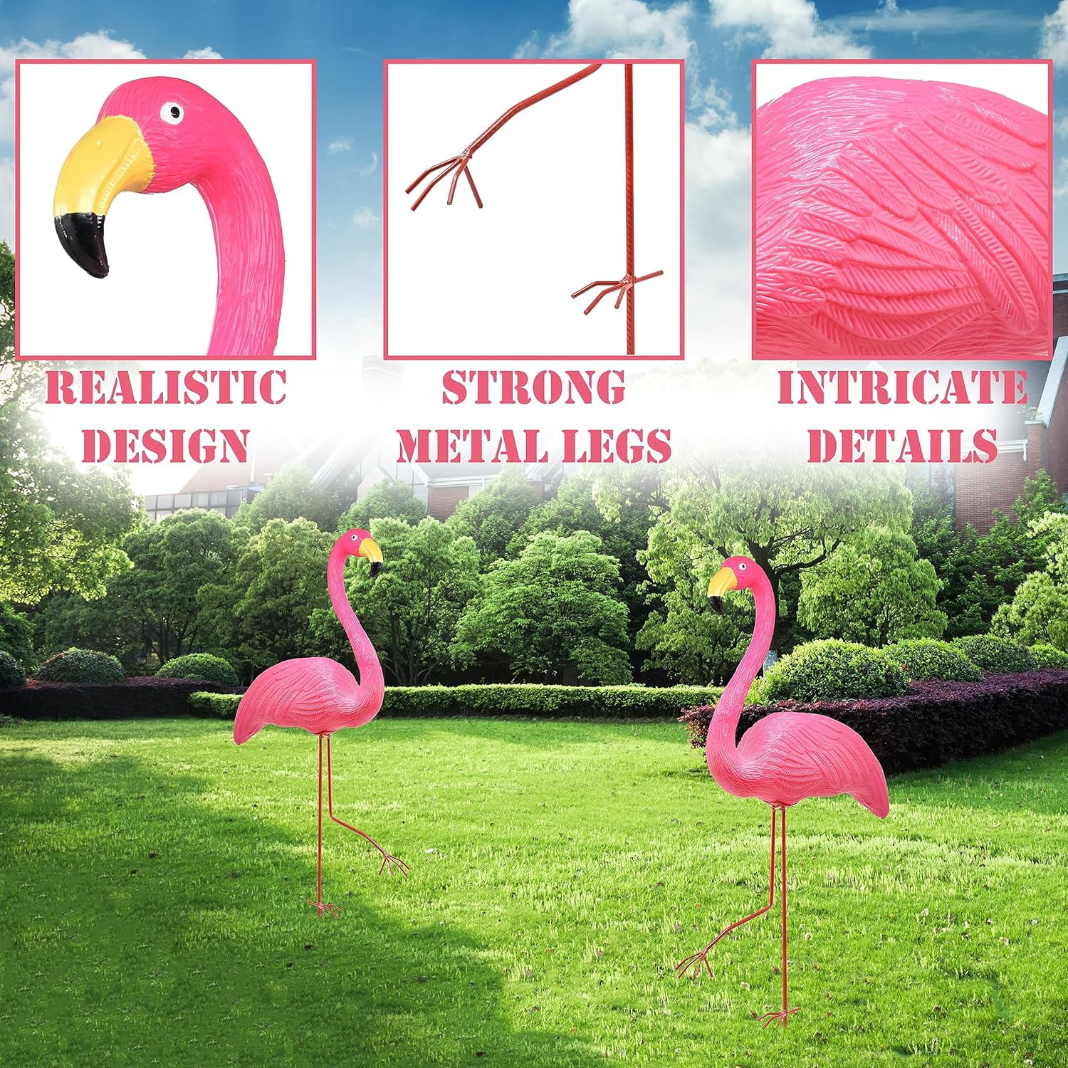 Pink Flamingo Yard Decorations Pack of 2 Flamingo Decor Ornaments for Outdoor Lawn and Garden