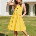 thumbnail image 4 of JUSLIO Girls Button Dress with Pockets Casual Sleeveless Dresses Size 6, 4 of 8