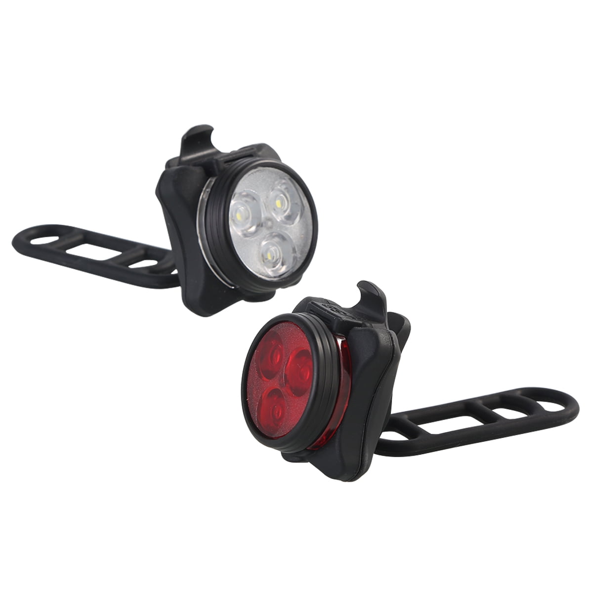Dual LED Bike Cycling Front Light USB Rechargeable Headlamp Warn Rear Light Set 