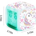 thumbnail image 3 of Despertadores digitales de unicornio para niñas, cubo de luz nocturna LED, reloj LCD con luz, despertador para niños, reloj de noche, regalos de cumpleaños TUNC Sencillez, 3 of 5