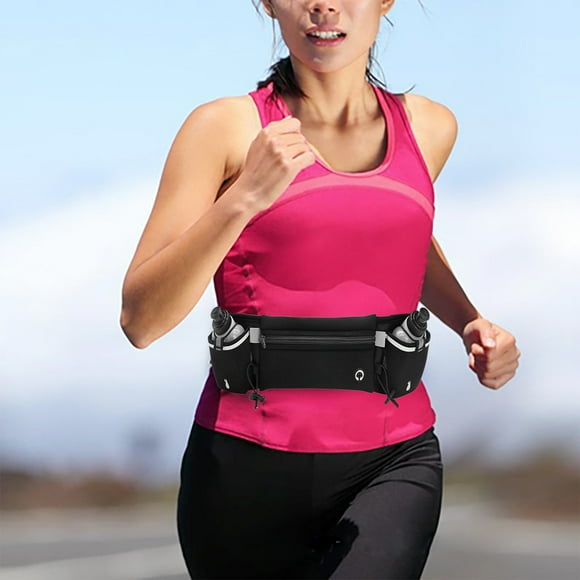 EGNMCR Outdoor Sports Waist Pack Fitness Multifunctional Water Bottle Waist Pack Suit Marathons Running Put Cell Phone Waist Pack With Two Portable Water Bottles Nylon Waist Pack