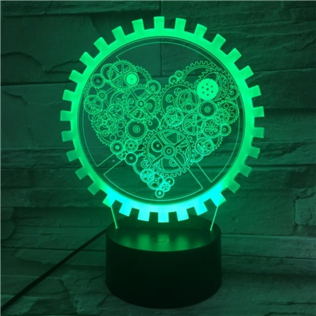 Lámpara LED de ilusión 3D Gear Love de Night Light con cambio de color