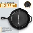 thumbnail image 2 of Premium Saute Frying Pan 12 Inch, Cast Iron Chefs Pan, Pre Seasoned Cast iron Skillet With Lid, Safe Grill Cookware for Indoor & Outdoor Use, Black, 2 of 7