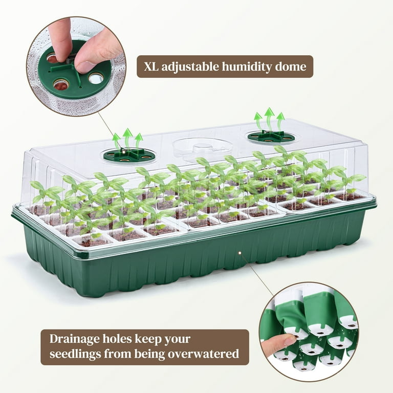 Seed Starter Tray with Grow Light, 6 Pack Seed Tray Kits with 72-Cell/Seedling Tray with Humidity Dome/Indoor Grow Kit for Flowers, Vegetables, Fruits