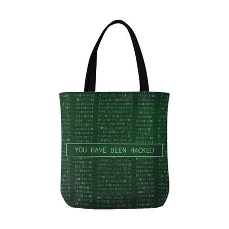 ASHLEIGH Funny Binary Code You Have Been Hacked Washable Canvas Tote Bag Resuable Grocery Bags Shopping Bags Canvas Tote Bag Perfect for Crafting