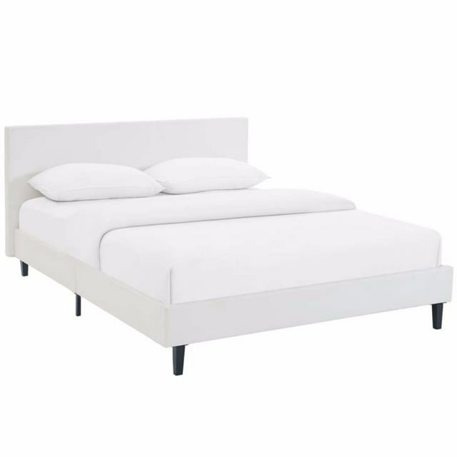 Modway Anya Lit Double Moderne en Vinyle et Bois, Fini Blanc
