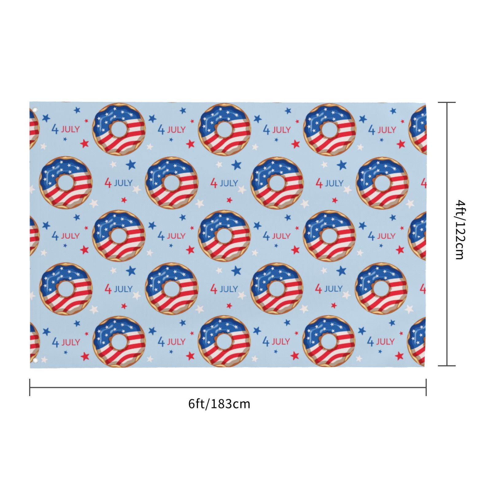 Vsdgher Donut with the USA Fag Print Outdoor Decorative Flag 4x6ft, Suitable for outdoor decoration, can be hung indoors, on outdoor lawns, balconies, parties
