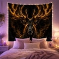 thumbnail image 2 of Dark Stag With Fiery Golden Antlers, Mysterious Fantasy Style For Wildlife Lovers, Woodland Wall Art, Housewarming Gift, Tapestry Wall Hanging For Bedroom, Cabin And Dorm, 2 of 7