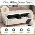 thumbnail image 4 of YOUDENOVA 60" Storage Bench for Bedroom Queen Leather Storage Bench with Button, Upholstered Bedroom Bench with Rolled Arms for Living Room, Entryway,Beige & Brown Legs, 4 of 7