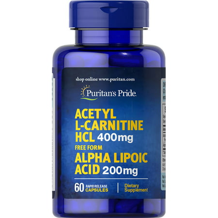 Puritan's Pride Acetyl L-Carnitine Free Form 400 mg with Alpha Lipoic Acid 200 mg 60