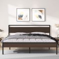 thumbnail image 2 of Aukfa King Size Metal Platform Bed Frame with Wooden Headboard Footboard, Black, 2 of 8