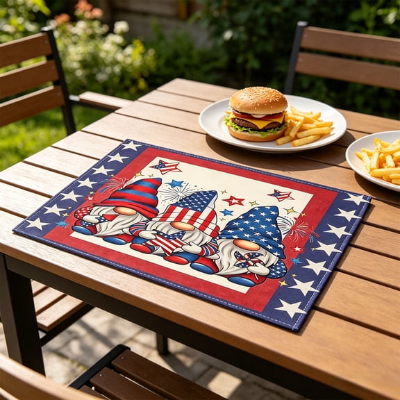 4th of July Placemats Set of 4, Patriotic American Flag Table Mats, Independence Day Red White Blue Washable Heat Resistant Place Mats for Dining Table Kitchen Decor