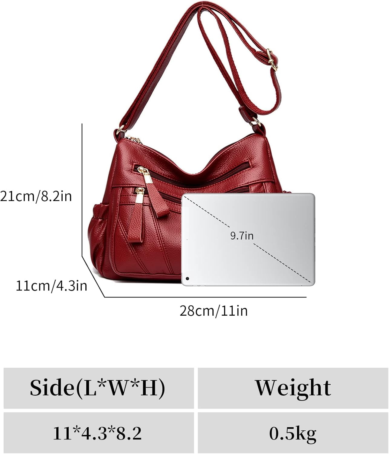 Crossbody Bags for Women Multi Pocket Shoulder Bag Soft PU Leather Purses and Handbags Pocketbooks