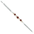 thumbnail image 3 of Gem Stone King 925 Sterling Silver and 10k Yellow Gold Red Garnet and White Lab Grown Diamond Bracelet for Women (3.58 Cttw, Round 7MM and 6MM, 6.5/7/7.5 inch, Made in Italy), 3 of 4