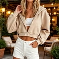 thumbnail image 6 of Helii Zip Up Hoodie Women's Cropped Sweatshirt Oversized Long Sleeve Workout Casual Drawstring Track Jacket with Pockets Soft Stretchy High Waist Streetwear Fall Winter Outfits 4 Colors, 6 of 7