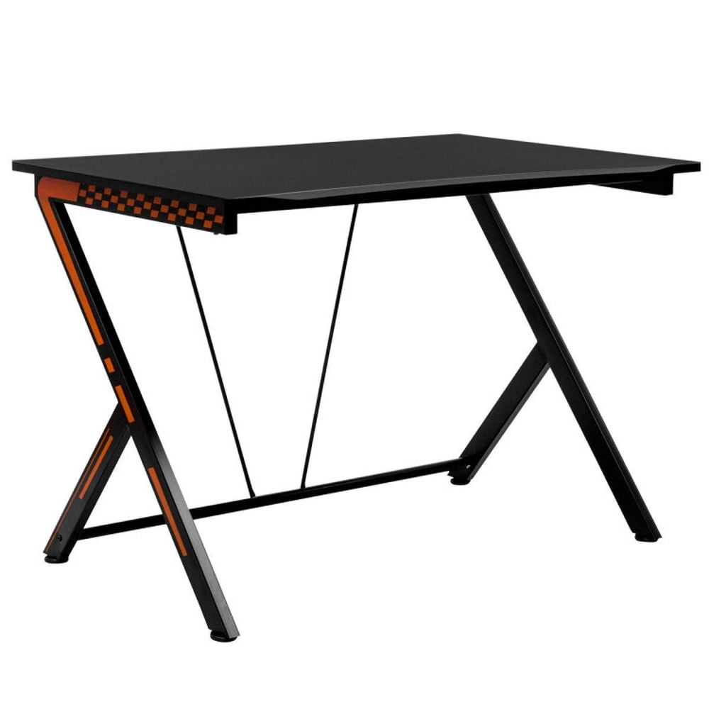 Demi Bonn Modern Ergonomic Study Computer Desk for Small Space, Home Office Desk Gaming Writing Table, Black