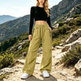 thumbnail image 5 of Qingpeng Womens Water Resistant Cargo Pants Drawstring High Waisted Wide Leg Pants Quick Dry Outdoor Hiking Trousers, 5 of 5