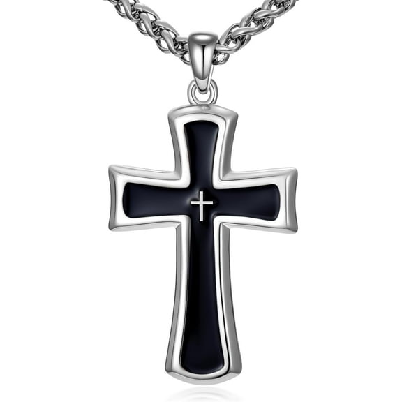 Cross Necklace for Men Sterling Silver Men's Cross Necklace