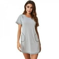 thumbnail image 6 of Spring Style Side Insert Pocket Short Sleeve Lady Sleep Skirt Round Collar Loose Edition Household Sleep Skirt, 6 of 6