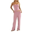 thumbnail image 2 of Htigea Clearance Womens Striped Two Piece Sets Summer Lounge Outfits Sailor Tube Top And Pants Matching Set Beach Vacation Travel Y2K Today Sales Pink M, 2 of 7