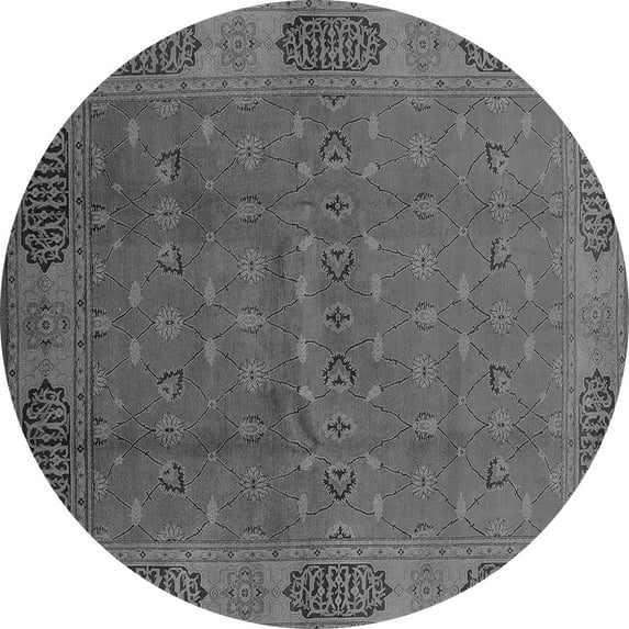 Ahgly Company Indoor Round Oriental Gray Industrial Area Rugs, 7' Round