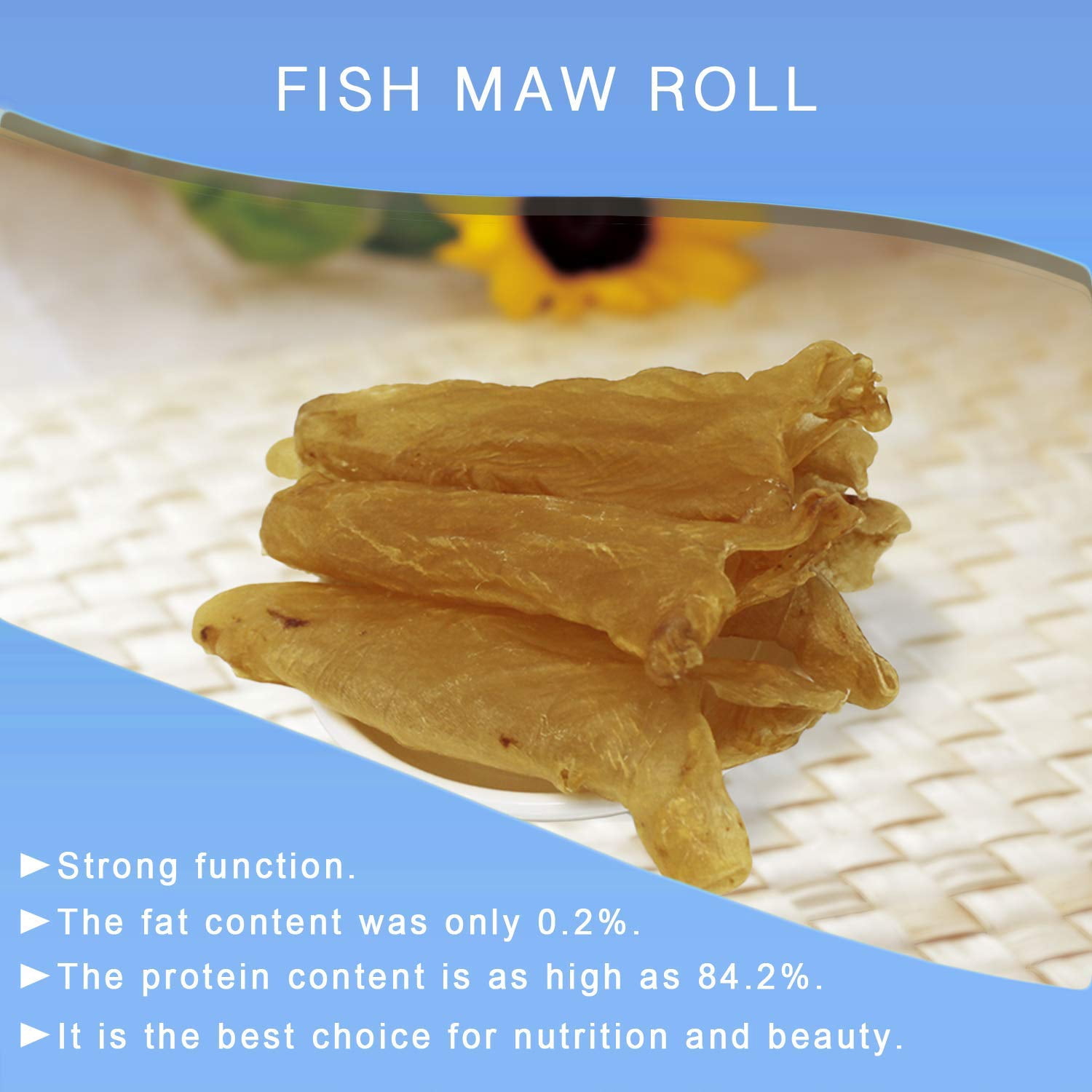 DABC OAK LAND Premium South African Dried Fish Maw AAA Grade Fish Glue,Rich in Collagen Dried Seafood Fishs Maw Roll Natural Sun Dried AAA Large 8oz/bag