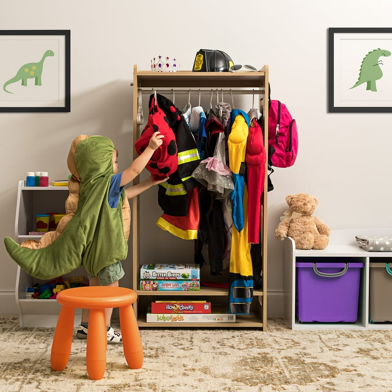 IRIS USA Small Open Wood Clothing Rack with Shelves and Side Hook for Small Spaces Light Brown Walmart