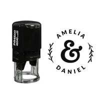 Printtoo Personalized Heavy Duty Black Self Inking Wedding Favor Round Rubber Stamp Custom Name Custom Stamper-40 mm