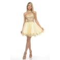 thumbnail image 3 of Women's Lenovia Halter Neck Tulle Short Dress with Gold Embroidery Semi Formal Party 8015 Blush Pink S, 3 of 6