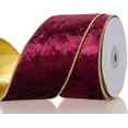 thumbnail image 6 of RuiJiao 2.5in Red Velvet Wired Christmas Wired Ribbon with Gold Backside, Red and Gold Christmas Ribbon for Tree Decorations, Wreaths, Crafts, Home Decor, Gift Wrapping, 6 of 10