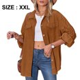 thumbnail image 2 of Beaully - Chaqueta de pana con botones para mujer, informal, manga larga, extragrande Adepaton BST2002920-5, 2 of 6