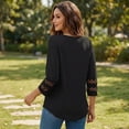 thumbnail image 6 of Gingprous 3/4 Sleeve Womens Hallow Out Sleeve Tops V Neck Tunic Blouse Curved Hem Casual Shirt, 6 of 8