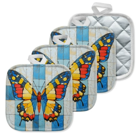 

4 Pack Pot Holders Kitchen Essential Potholder Set The Ornate Allure Of A Geometric Butterfly