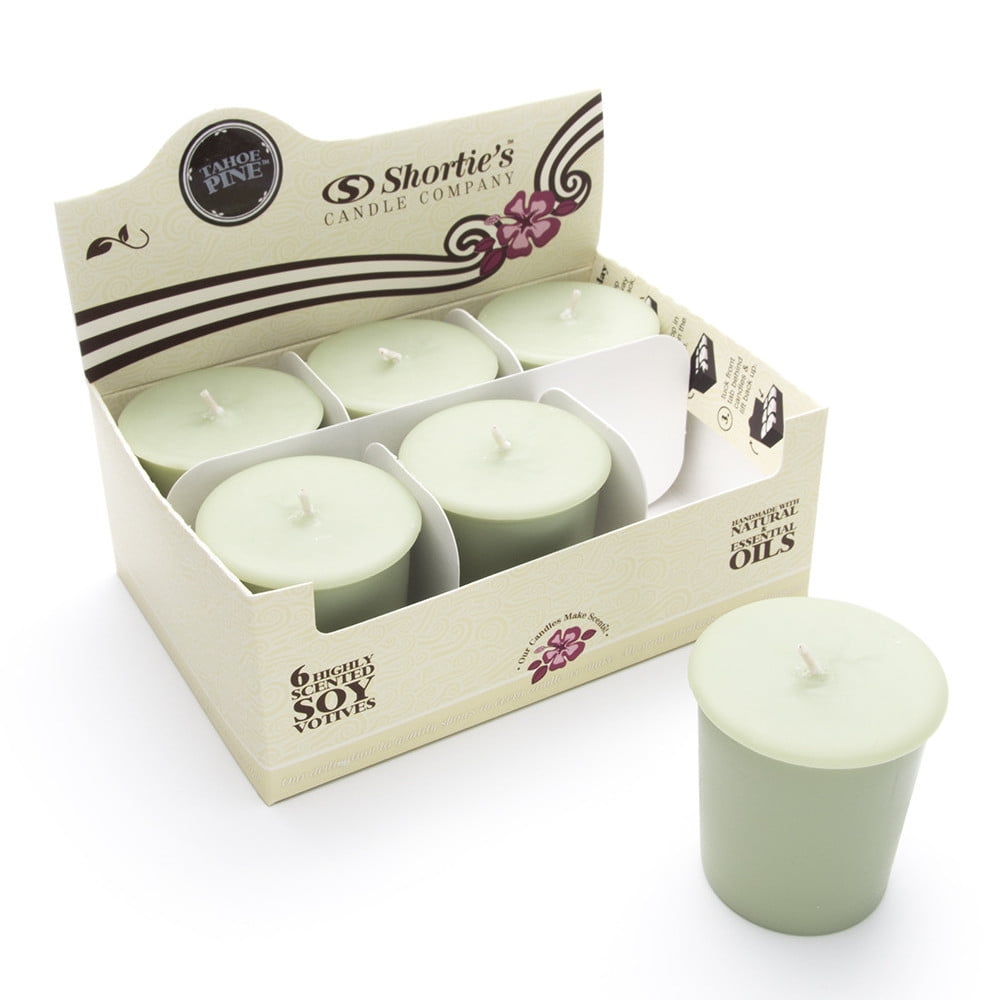 Tahoe Pine Soy Votive Candles Scented with Essential & Natural Oils 6 Green Natural Votive