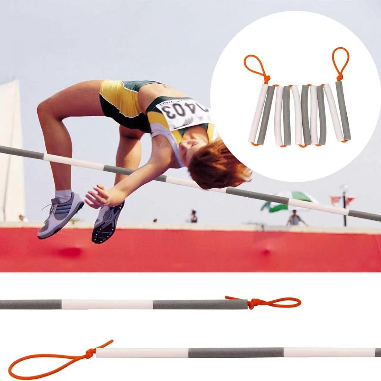 2Pack Elastic Crossbar, 9.9Ft High Jump Bungee Cord, High Jump Training Equipment, Foldable Gymnastics Bar, Track & Field Jumping Crossbars Accessories for Pole Vault Training
