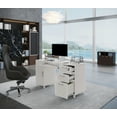 thumbnail image 6 of Modern Design Venice Computer Desk Great for Home Office Desk by Crafts and Comfort - 3 Drawers and CPU Storage Cabinet - Laptop Workstation with Keyboard Tray and Cable Hole - White, 6 of 10