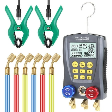 

GLFILL Refrigeration Digital Manifold Gauge Meter HVAC Pressure Vacuum Temperature Test