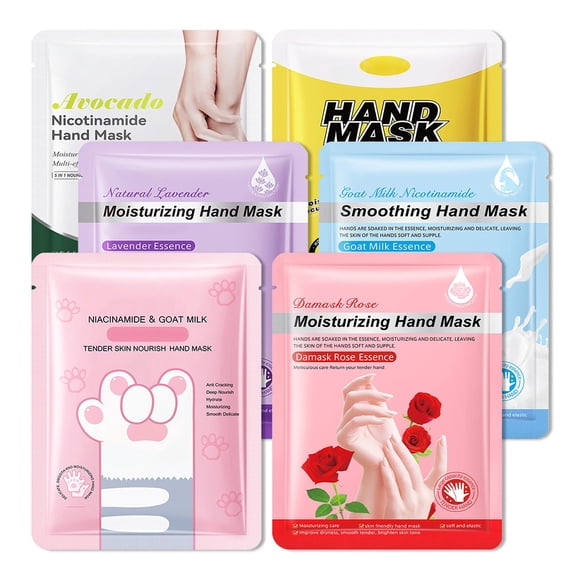 LJYBoBin Mascarilla de Manos Guantes Hidratantes Paquete de 6 Mascarillas de Manos Hidratantes para Mujeres Guantes Suaves para Piel Seca y Agrietada