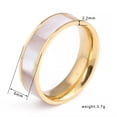 thumbnail image 3 of 6MM Natural Shell Titanium Steel Band Men/Women's Gold/Rose Gold Ring Size 6-10, 3 of 6