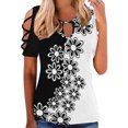 thumbnail image 1 of Gibobby Camisa&nbsp;Moda Mujer Mujeres Hollow Out Short Sleeve Tops Crewneck Cold Hombro Tshirts Casual Sexy Summer camisas sueltas cómodas Tees（Negro， L), 1 of 5