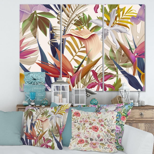 Designart Tropical VIntage Flowers III Canvas Wall Art