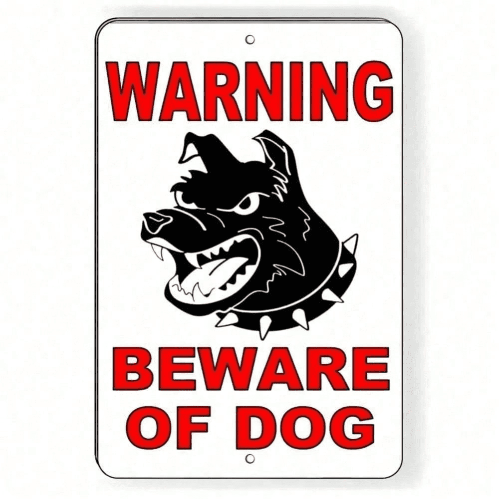 Dog Warning Sign Heavy Duty Metal Yard Security Halloween Decor