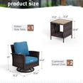 thumbnail image 6 of Summit Living 3-Piece Outdoor Swivel Glider Chairs Set with Coffee Table, Wicker Patio Club Lounge Chairs With Backrests & Cushions, Peacock-blue, 6 of 9