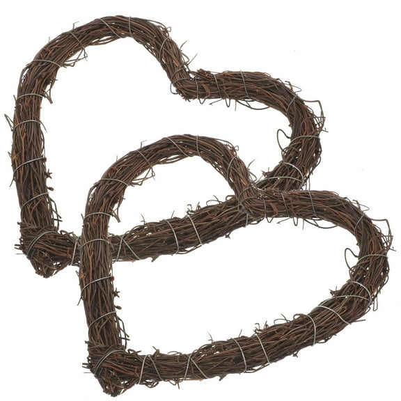 FOMIYES 2Pcs Rattan Frame For Craft Diy Decorative Heart-shaped Wreath For