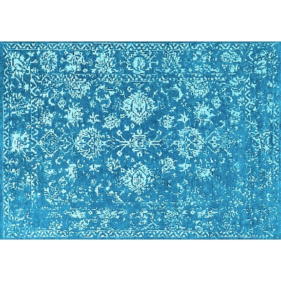 Ahgly Company Indoor Rectangle Persian Light Blue Bohemian Area Rugs, 5' x 7'