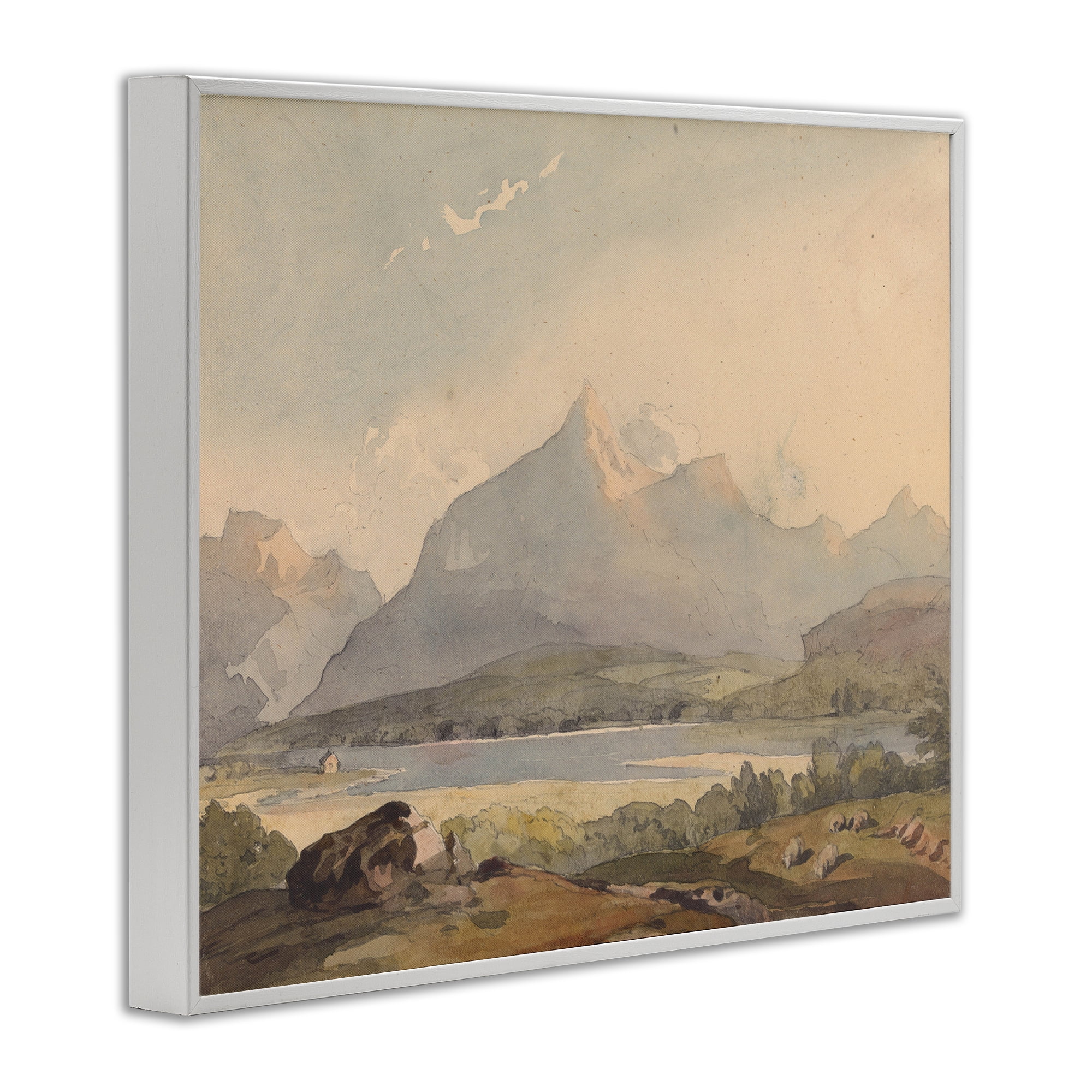 Peaceful Hazy Mountains White Framed Giclee Art, design by Lettered and Lined