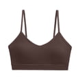 thumbnail image 2 of Lumtrix Womens Scoop Neck Sports Bra Spaghetti Straps Camisole Solid Color Summer Tops for Gym Yoga Brown S, 2 of 4