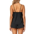 thumbnail image 5 of Deago 2 Piece Women V Neck Sexy Lingerie Satin Sleepwear Pajamas Cami Shorts Set Nightwear (Black, S), 5 of 6